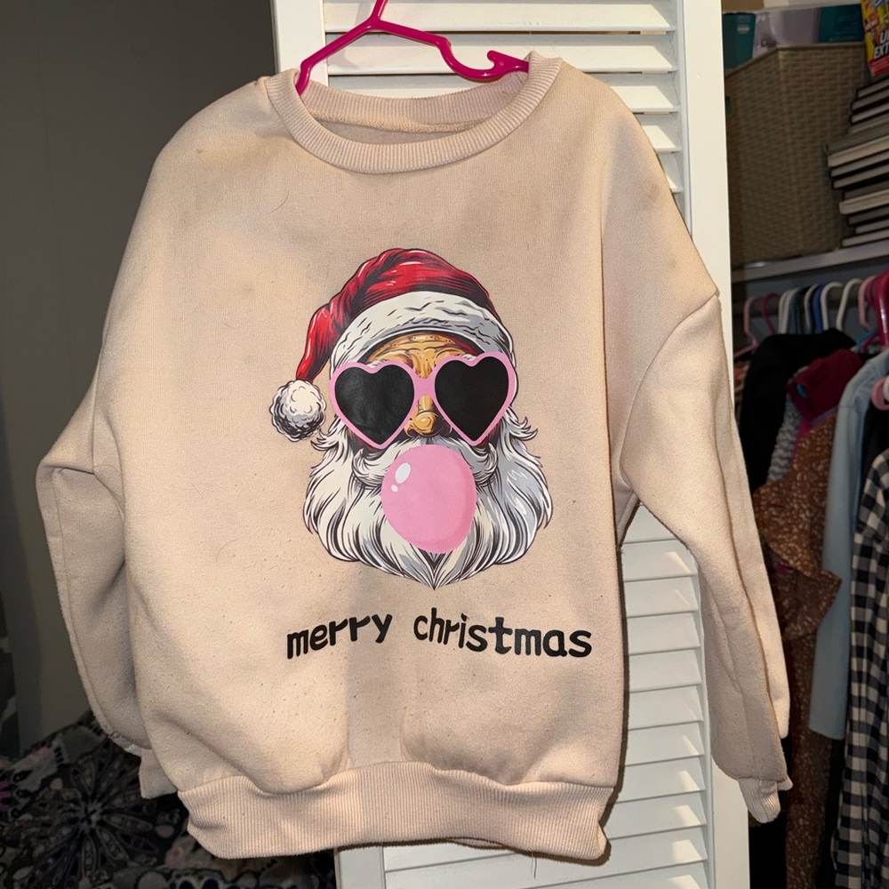 Merry Christmas Santa Sweatshirt girls size 8